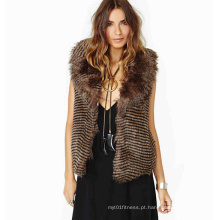 Mulheres sem mangas Faux Fur Vest moda design casaco quente